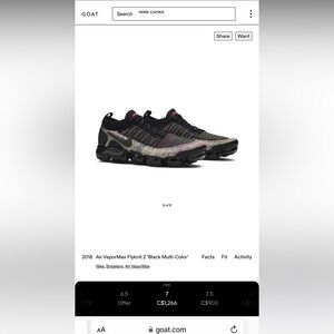 Nike Air VaporMax Flyknit 2 Black with Multi-Color Accents size 7.5